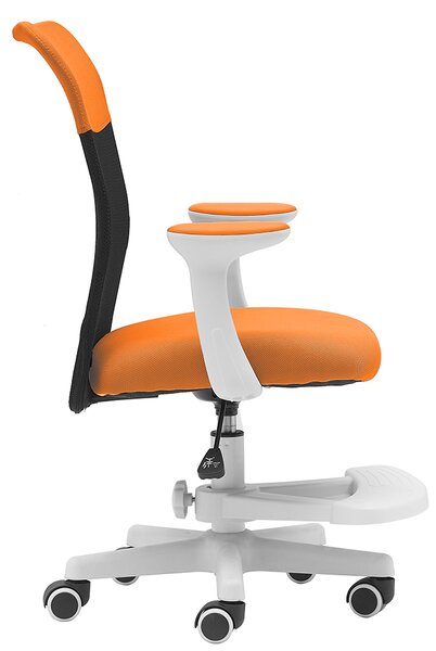 Detská stolička Neoseat MONKEY WHITE s podnožou — látka, biela / oranžová