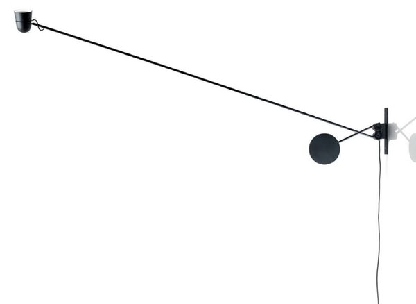 Nástenné Svietidlo Luceplan, Counterbalance, Čierna, Obývacia izba, Kov, Dizajnový