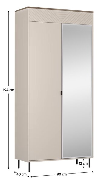 NovýNábytok.sk Skriňa Explicaba 2D40 (kašmír + dub castello) (so zrkadlom). Vlastná spoľahlivá doprava až k Vám domov. 1137796