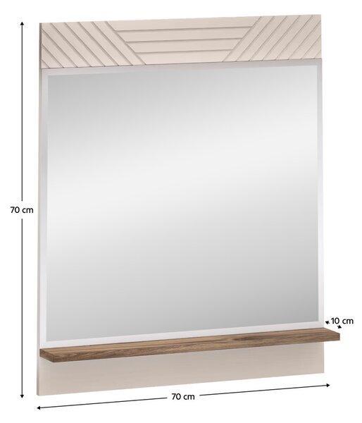 NovýNábytok.sk Zrkadlo 70 cm Explicaba (kašmír + dub castello). Vlastná spoľahlivá doprava až k Vám domov. 1137794