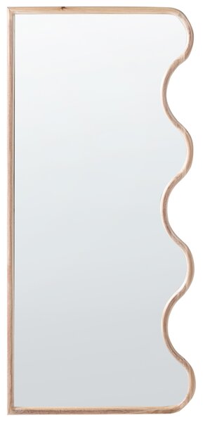 Nástenné zrkadlo svetlé drevo Paulownie sklo 150 x 69 cm nepravidelný tvar závesné moderný štýl doplnky