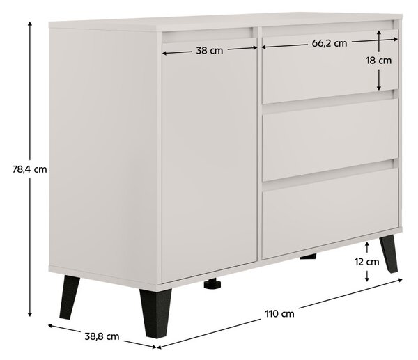 NovýNábytok.sk Komoda Brisas New 1D3S (kašmír). Vlastná spoľahlivá doprava až k Vám domov. 1137807