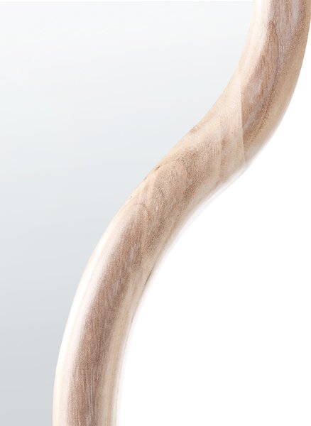 Nástenné zrkadlo svetlé drevo Paulownie sklo 150 x 69 cm nepravidelný tvar závesné moderný štýl doplnky