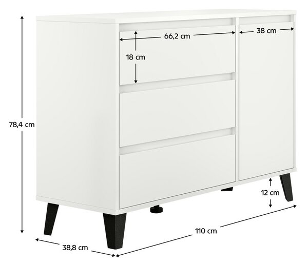 NovýNábytok.sk Komoda Brisas New 1D3S (biela). Vlastná spoľahlivá doprava až k Vám domov. 1137810