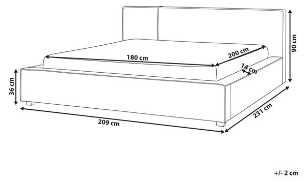 Posteľ krémová biela buklé čalúnenie 180 x 200 cm s čelom lamelový rošt moderný minimalistický štýl spálňa