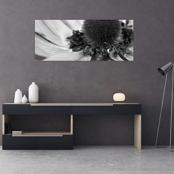 Obraz - Kvetina v čiernobielej (120x50 cm)