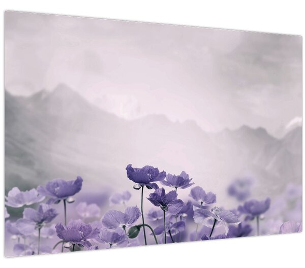 Obraz - Fialové kvety v horách (90x60 cm)
