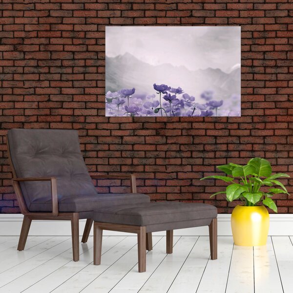 Obraz - Fialové kvety v horách (90x60 cm)
