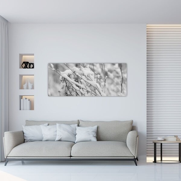 Obraz - Zasnežené vetvy (120x50 cm)