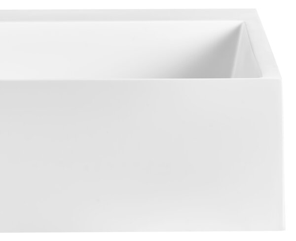 Nástenné závesné kúpeľňové umývadlo matná biela minerálny odliatok 60 x 38 cm obdĺžnikové