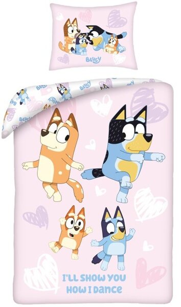 Bavlnené posteľné obliečky Bluey - motív Tanečná nálada - 100% bavlna - 70x90 cm + 140x200 cm