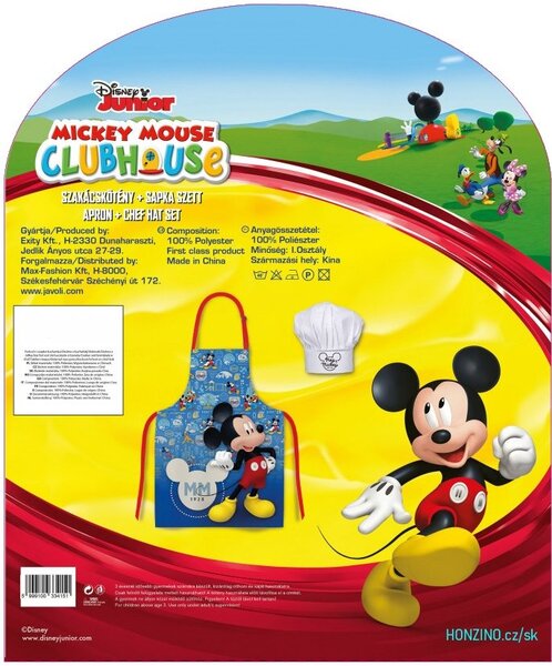Detská / chlapčenská zástera s kuchárskou čiapkou Mickey Mouse - Disney Junior - Clubhouse - pre deti 3 - 8 rokov