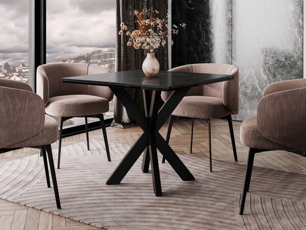 Mirjan24 Moderný stôl Umtir, Farby: biely mramor + biely lesk / čierna 5903211454776