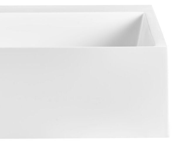 Nástenné závesné kúpeľňové umývadlo matná biela minerálny odliatok 50 x 38 cm obdĺžnikové