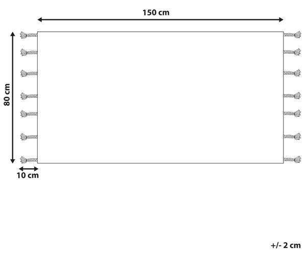 Koberec béžový bavlnený 80 x 150 cm vysoký vlas ozdobné strapce boho dizajn