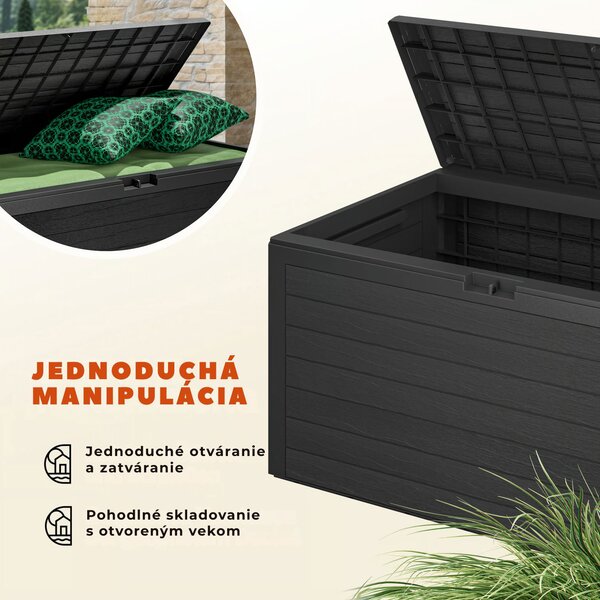 Úložný box WOODEBOX - 280L, 120x46x57cm, antracitová Prosperplast