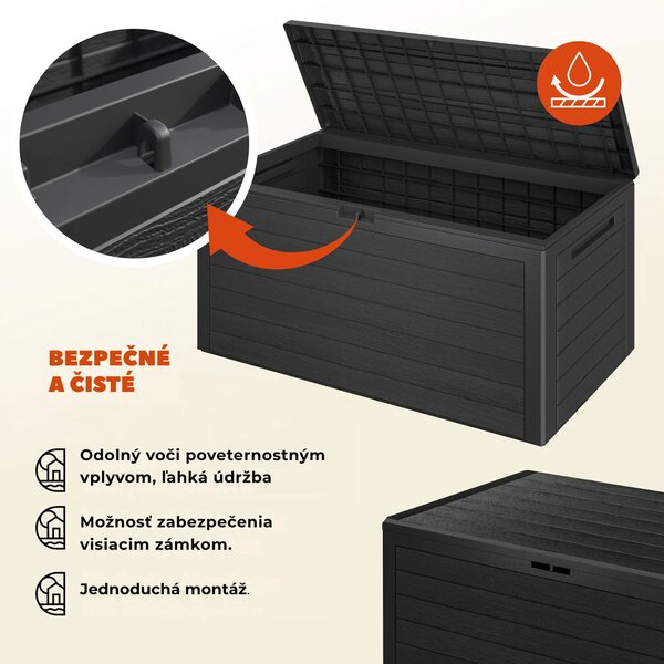 Úložný box WOODEBOX - 280L, 120x46x57cm, antracitová Prosperplast