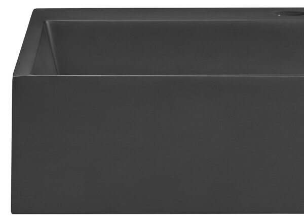 Nástenné závesné dvojité kúpeľňové umývadlo matná čierna minerálny odliatok 120 x 46 cm obdĺžnikové