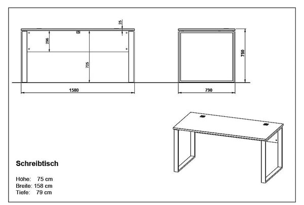 Pracovný stôl Germania Lioni, dĺžka 158 cm