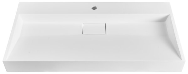 Nástenné závesné kúpeľňové umývadlo matná biela minerálny odliatok 100 x 46 cm obdĺžnikové
