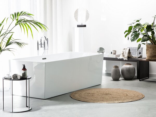Voľne stojaca vaňa biela akrylát 170 x 81 cm obdĺžnikový tvar pre 1 osobu moderný štýl kúpeľňa