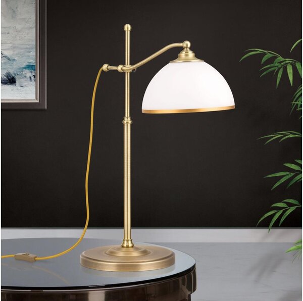 Orion LA 4-1213/1 - Stolná lampa OLD LAMP 1xE27/40W/230V biela/mosadz