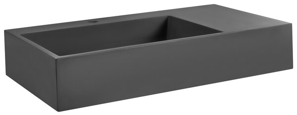 Nástenné závesné kúpeľňové umývadlo matná čierna minerálny odliatok 75 x 43 cm obdĺžnikové