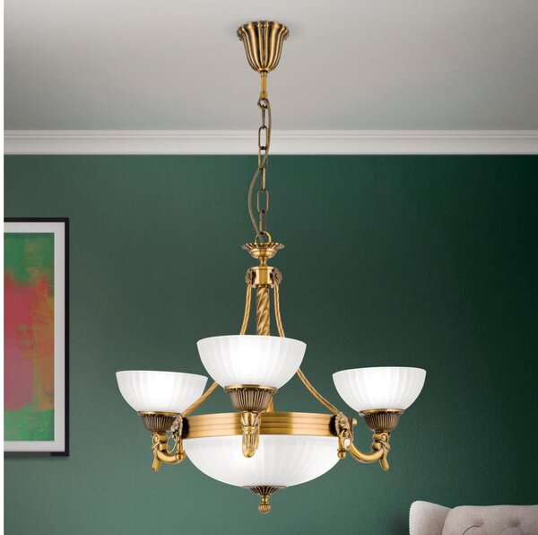 Orion LU 1689/3+3 - Luster na reťazi ROCCA 6xE27/60W/230V pr. 64 cm bronz/biela