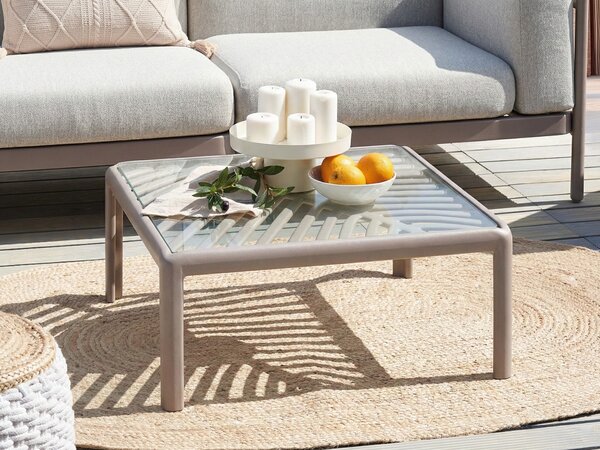 Záhradný konferenčný stolík sivobéžový syntetický materiál 69 x 69 cm moderný štýl exteriér záhrada