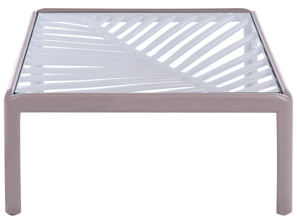 Záhradný konferenčný stolík sivobéžový syntetický materiál 69 x 69 cm moderný štýl exteriér záhrada