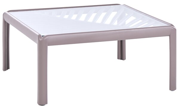 Záhradný konferenčný stolík sivobéžový syntetický materiál 69 x 69 cm moderný štýl exteriér záhrada