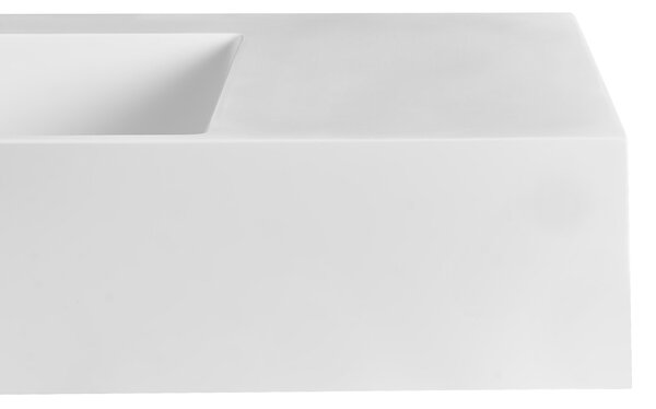 Nástenné závesné kúpeľňové umývadlo matná biela minerálny odliatok 90 x 48 cm obdĺžnikové