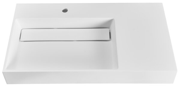 Nástenné závesné kúpeľňové umývadlo matná biela minerálny odliatok 90 x 48 cm obdĺžnikové