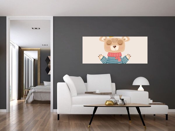 Obraz - Béžový medvedík s korunkou (120x50 cm)