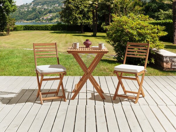 Sada 2 podsedákov na vonkajšie stoličky biela 29 x 38 x 5 cm so šnúrkami UV odolné podsedáky