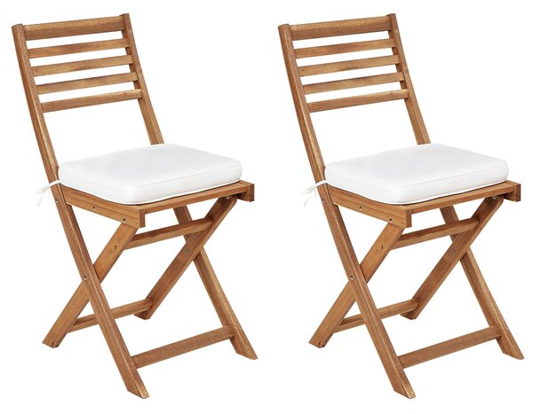 Sada 2 podsedákov na vonkajšie stoličky biela 29 x 38 x 5 cm so šnúrkami UV odolné podsedáky