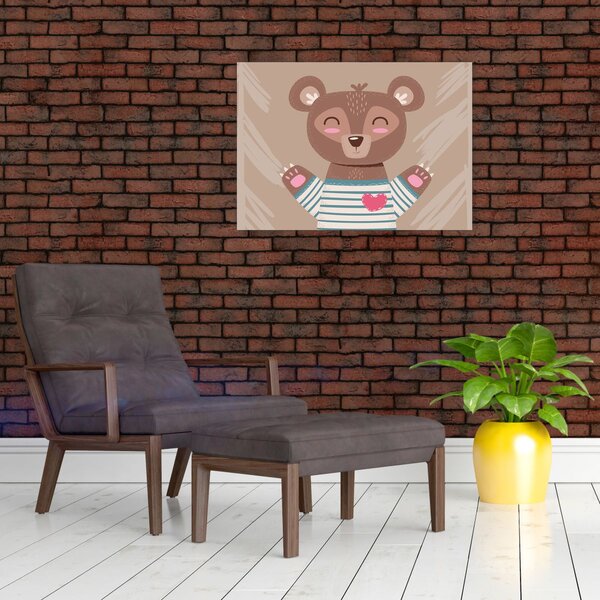 Obraz - Medvedík v pruhovanom tričku (70x50 cm)