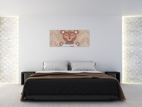 Obraz - Medvedík v pruhovanom tričku (120x50 cm)
