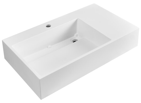 Nástenné závesné kúpeľňové umývadlo matná biela minerálny odliatok 75 x 43 cm obdĺžnikové