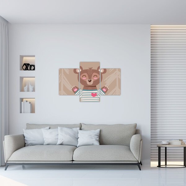 Obraz - Medvedík v pruhovanom tričku (90x60 cm)