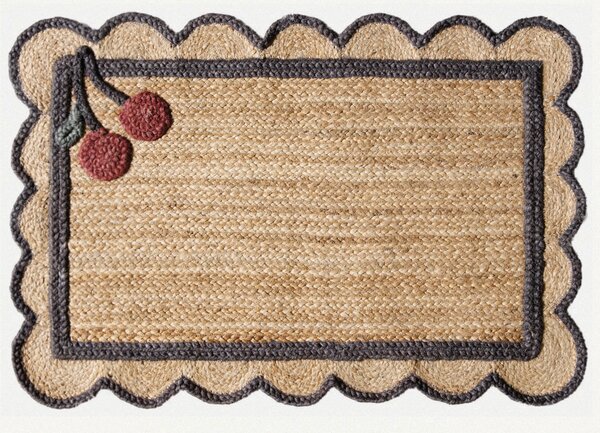 Diamond Carpets India , Ručne viazaná rohožka Berry SM-16 Natural Black, 50x80, béžová, chodba / predsieň