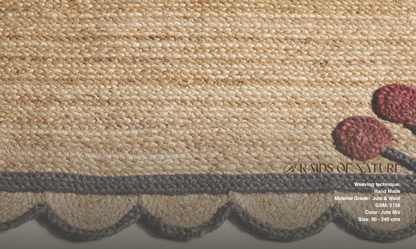 Diamond Carpets India , Ručne viazaná rohožka Berry SM-16 Natural Black, 50x80, béžová, chodba / predsieň
