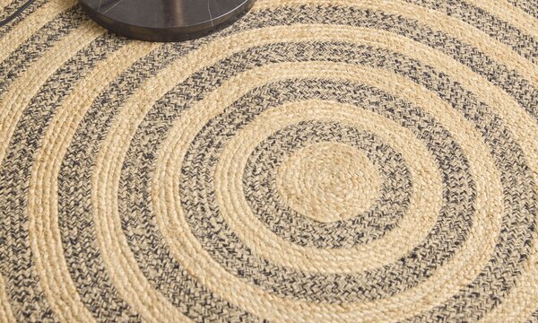 Diamond Carpets India , Ručne viazaný kusový koberec Aurea SM 05 Natural Black kruh, 120x120 (priemer) kruh, béžová, chodba / predsieň