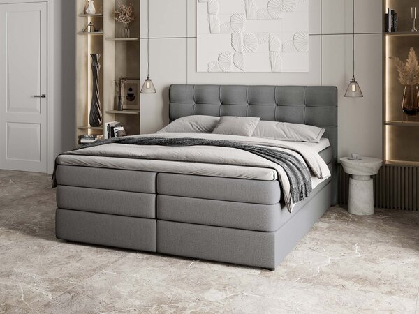 Manželská boxspring posteľ s úložným priestorom Arezi 140x200 - sivá