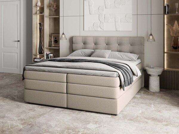 Manželská boxspring posteľ s úložným priestorom Arezi 140x200 - béžová