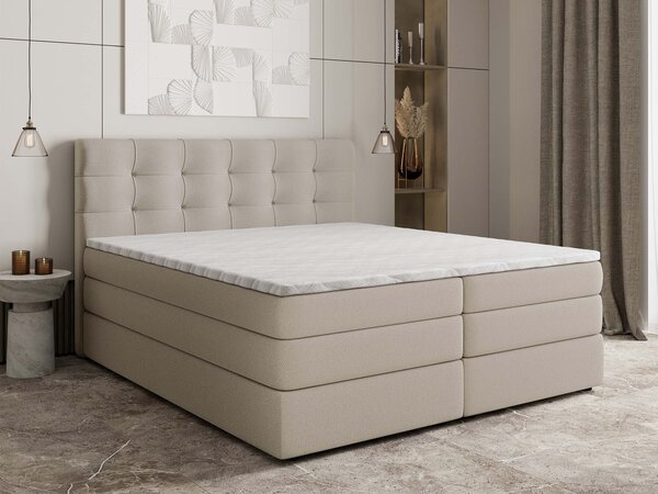Manželská boxspring posteľ s úložným priestorom Arezi 140x200 - béžová