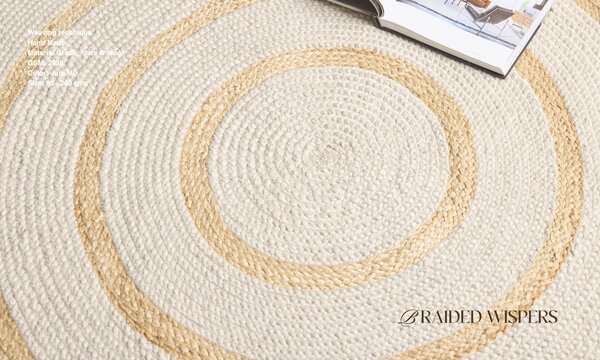 Diamond Carpets India , Ručne viazaný kusový koberec Ellara SM 05 Natural kruh, 120x120 (priemer) kruh, béžová, chodba / predsieň