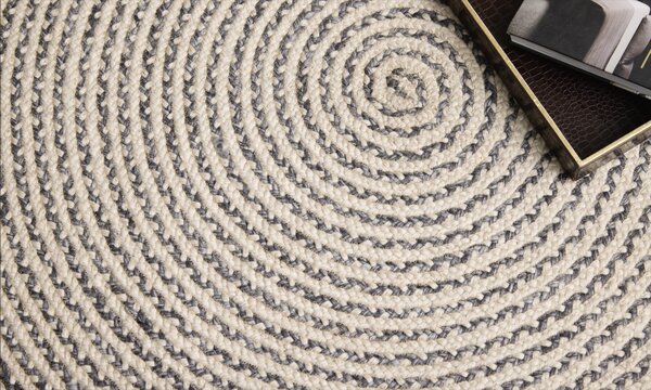 Diamond Carpets India , Ručne viazaný kusový koberec Orba J-49 Natural kruh, 120x120 (priemer) kruh, biela, chodba / predsieň