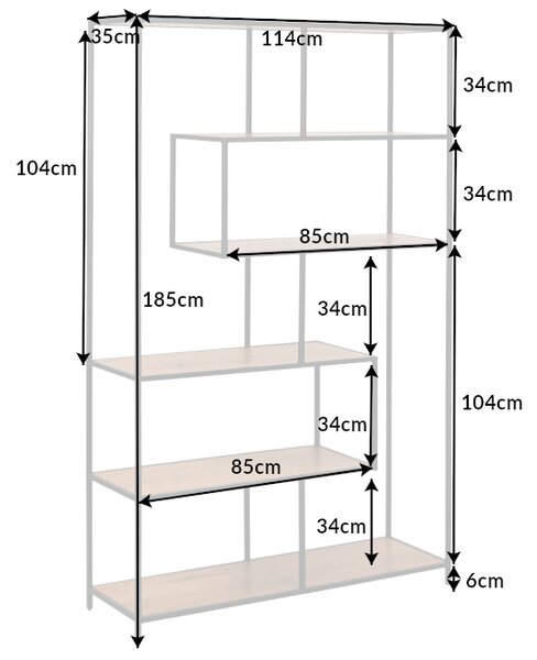 Dizajnový regál Maille 185 x 114 cm divý dub