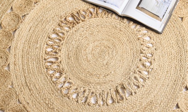 Diamond Carpets India , Ručne viazaný kusový koberec Zora J 29 Natural kruh, 120x120 (priemer) kruh, béžová, chodba / predsieň